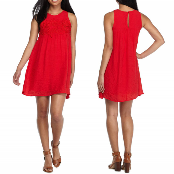 Speechless Dresses & Skirts - Speechless Red Floral Applique Gauze Dress NWT